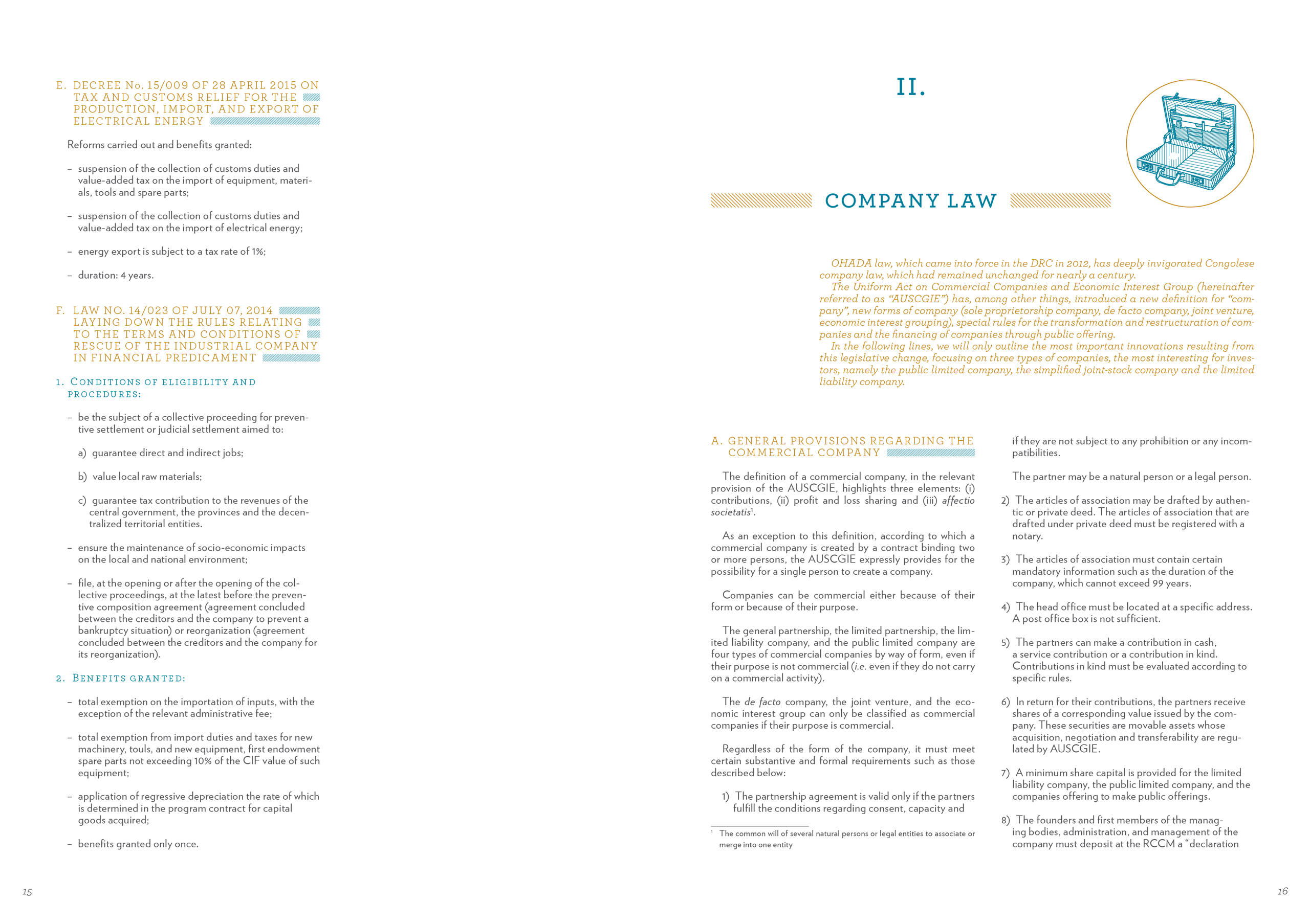 Doing Business in DRC - Patrick DE WOLF - DALDEWOLF - p15 and 16 - Hugues de CASTILLO