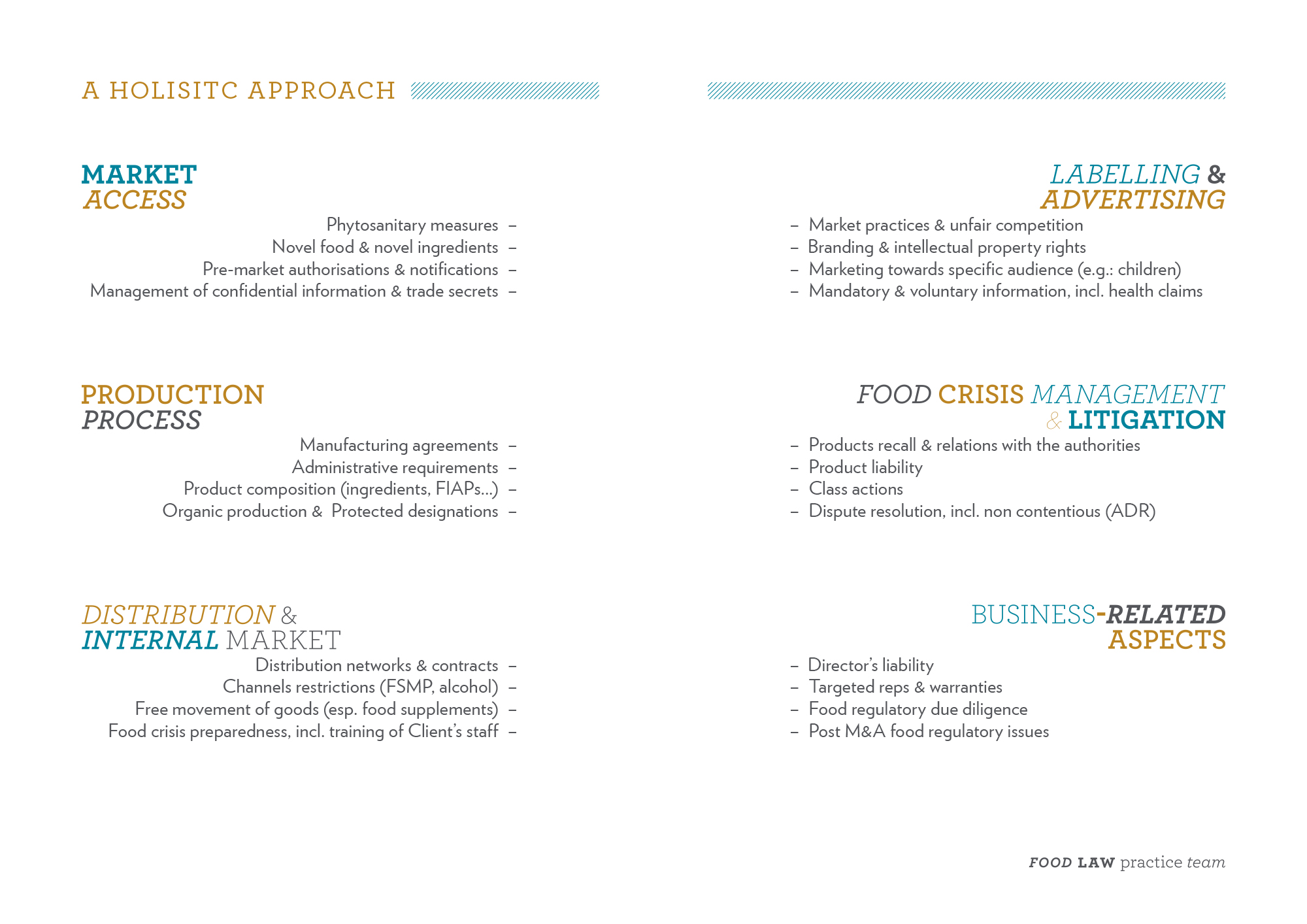 Food Law Pratice Team - Brochure - Double-page - DALDEWOLF - Hugues de CASTILLO